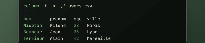 Visualiser des fichiers CSV dans le terminal